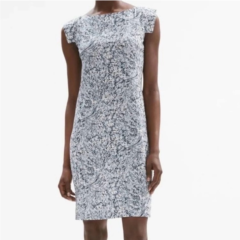 MM La Fleur Sarah Cap Sleeve Shift Dress Blue White Marble Size 0